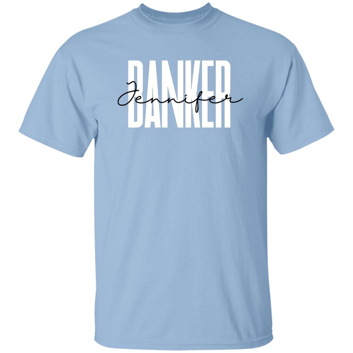 Personalized Banker Unisex T-shirt Custom name Bank worker Sand Blue Pink-Family-Gift-Planet