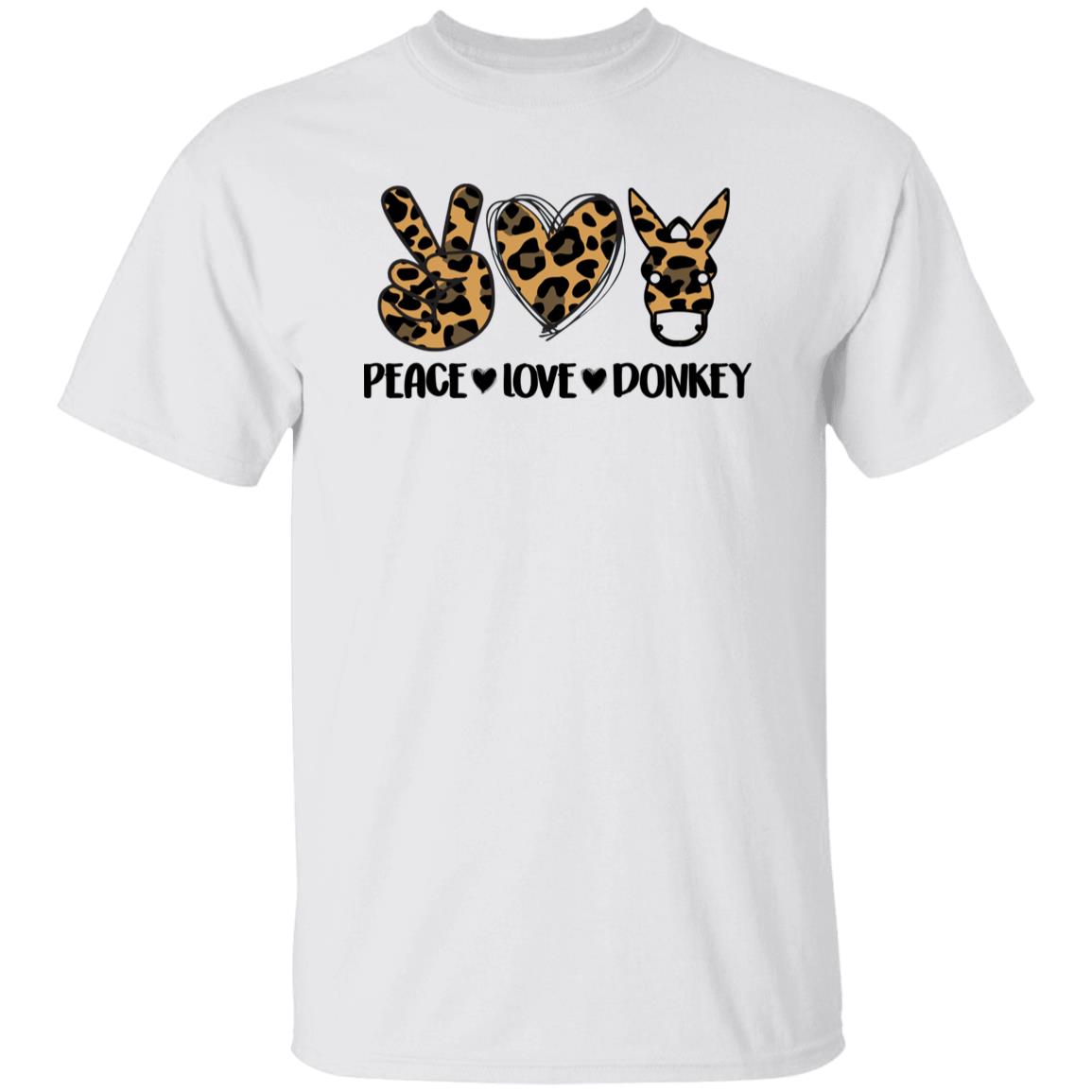 Peace Love Donkey T-Shirt Leopard skin Donkey lover Farmer Unisex Tee Sand White Sport Grey-Family-Gift-Planet