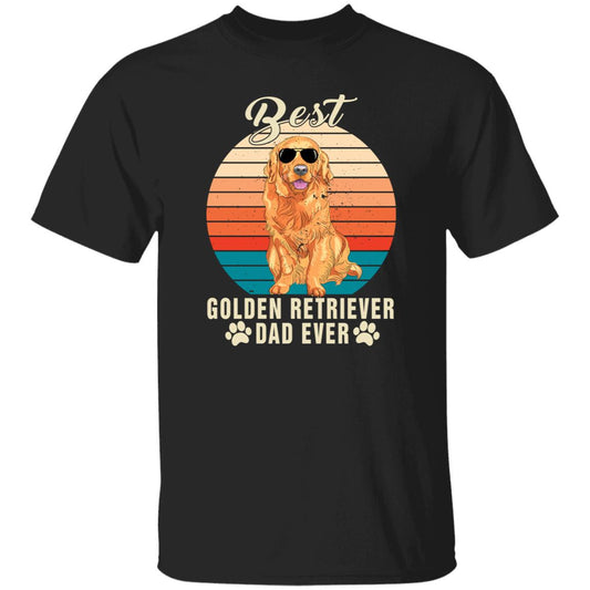 Best golden retriever dad ever T-Shirt gift Retro retriever Dog owner Unisex Tee Black Navy Dark Heather-Black-Family-Gift-Planet