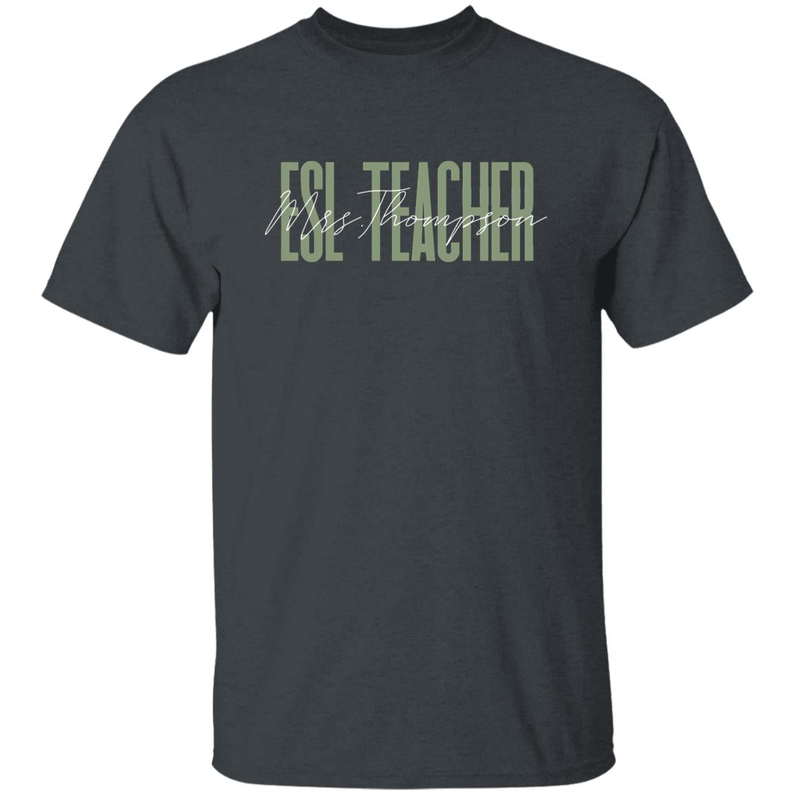 ESL teacher T-Shirt gift English as Second Language Teacher Customized Unisex tee Black Navy Dark Heather-Family-Gift-Planet