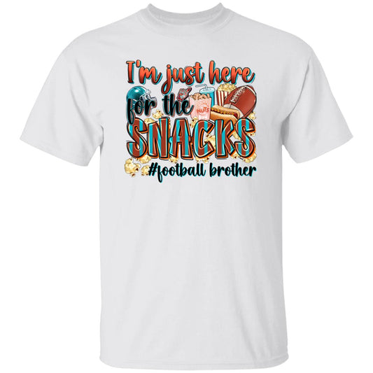 American football brother T-Shirt Football cheer I'm just here for the snacks Unisex Tee Sand White Sport Grey-White-Family-Gift-Planet