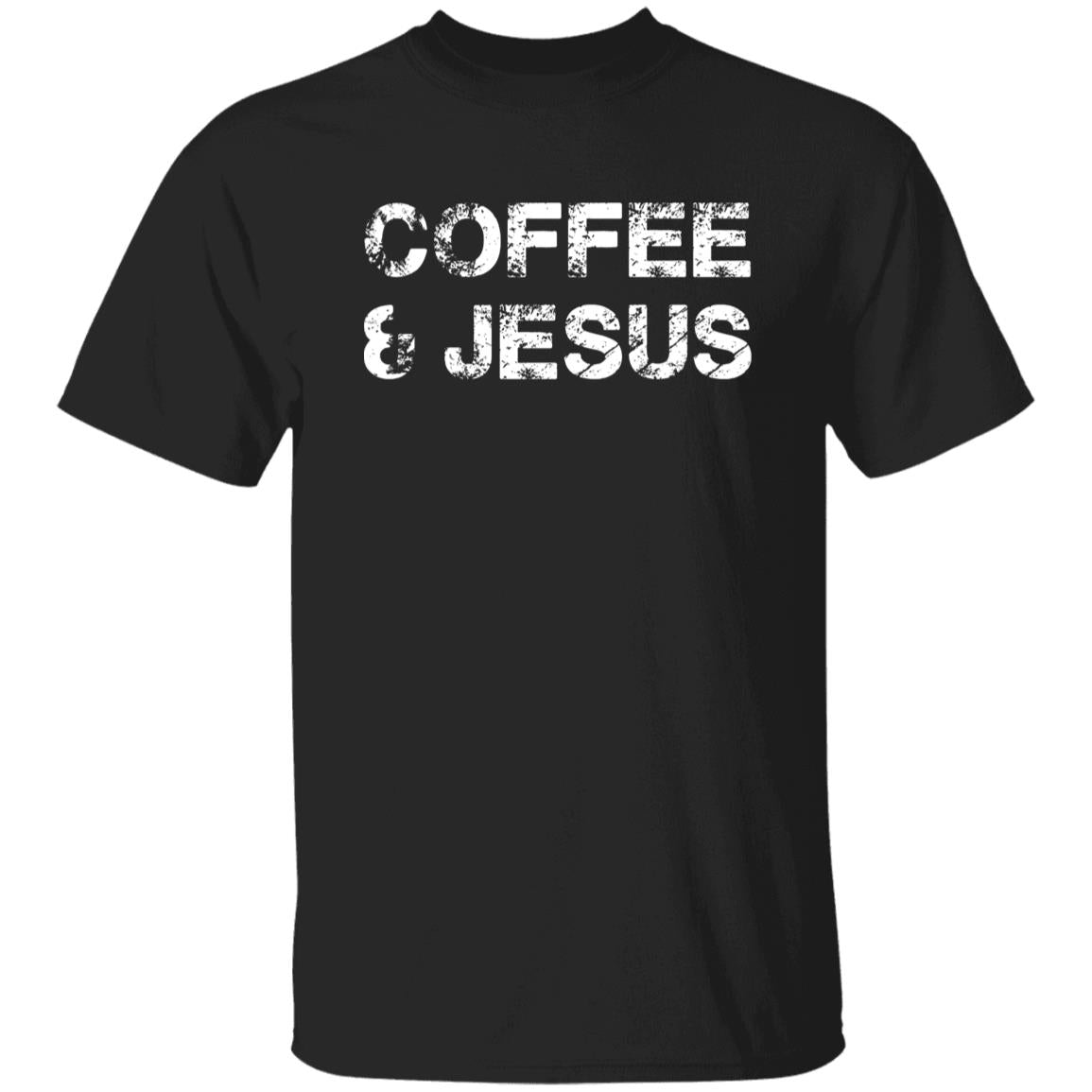 Coffee and Jesus Unisex T-shirt Christion Faith tee black dark heather-Black-Family-Gift-Planet