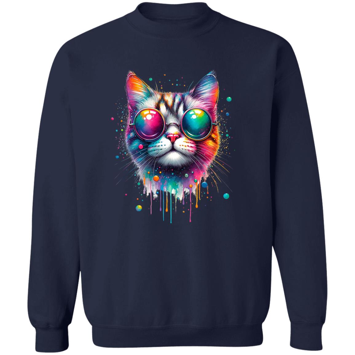 Cat with colorful eyeglasses Color Splash Unisex Sweatshirt-Family-Gift-Planet