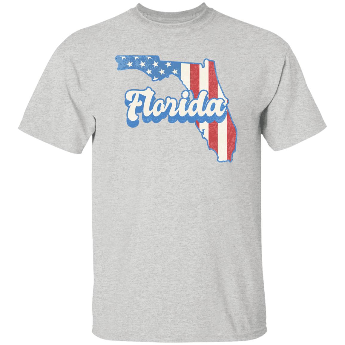 Florida US flag Unisex T-Shirt American patriotic Florida state tee White Ash Blue-Ash-Family-Gift-Planet
