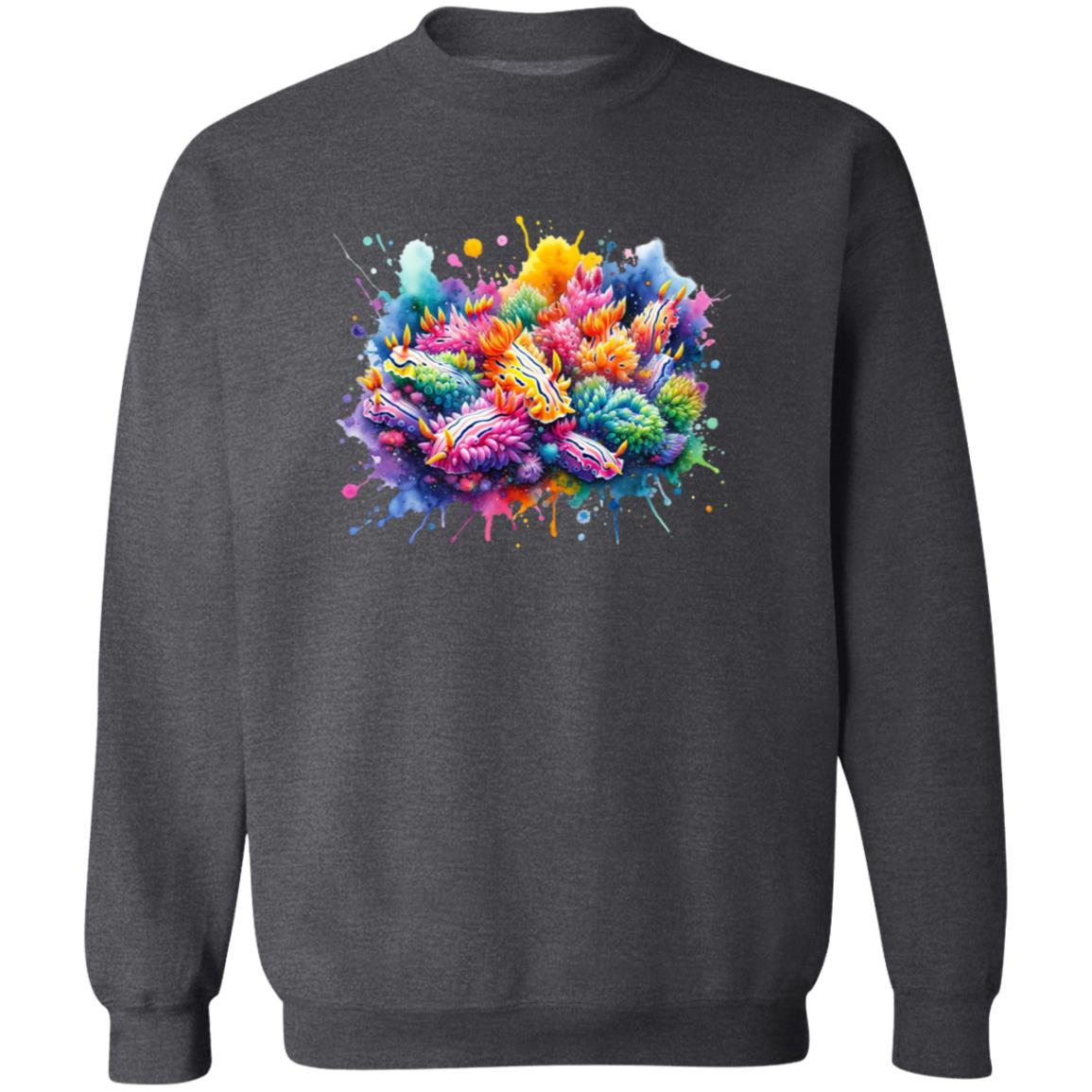 Nudibranchs Color Splash Unisex Sweatshirt Marine mollusks Black Navy Dark Heather-Family-Gift-Planet