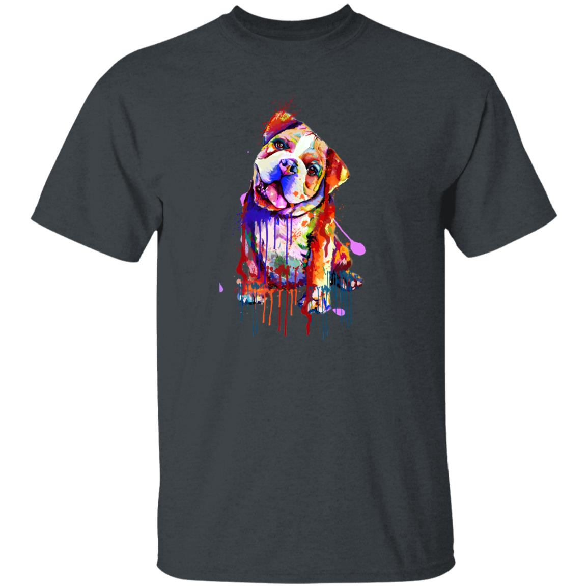 Watercolor Art Bull dog Unisex shirt S-2XL black navy dark heather-Dark Heather-Family-Gift-Planet