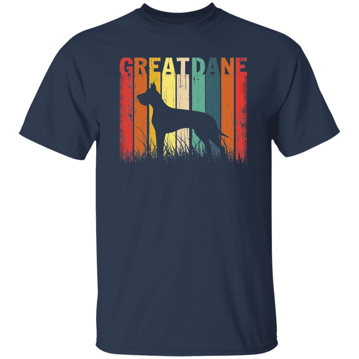 Great Dane T-Shirt gift Great Dane Retro Dog owner Unisex tee Black Navy Dark Heather-Navy-Family-Gift-Planet