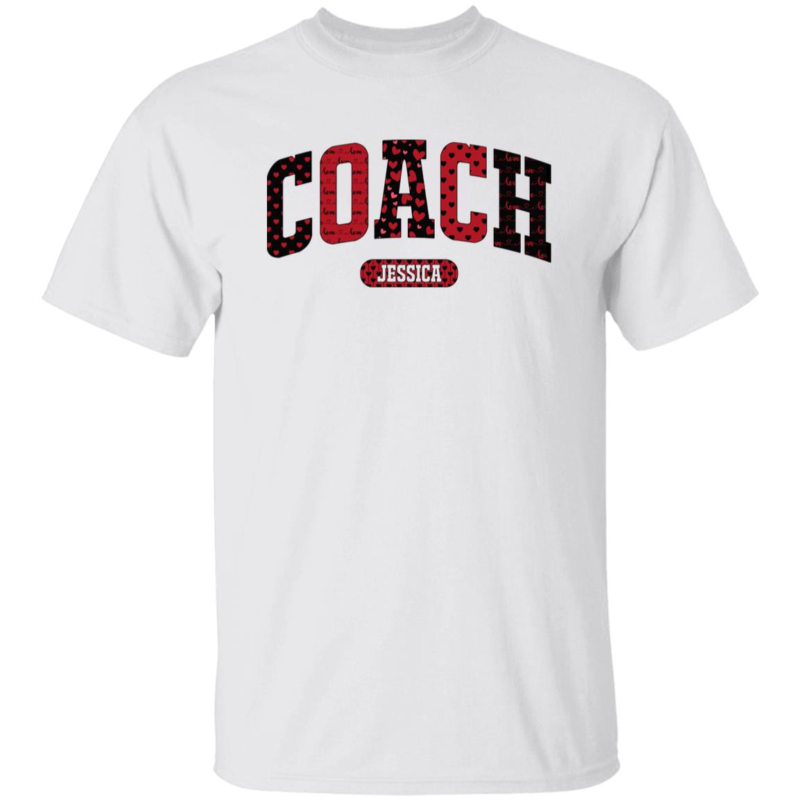 Personalized Coach Valentine's Day Unisex T-Shirt Custom name school coach heart love-Family-Gift-Planet