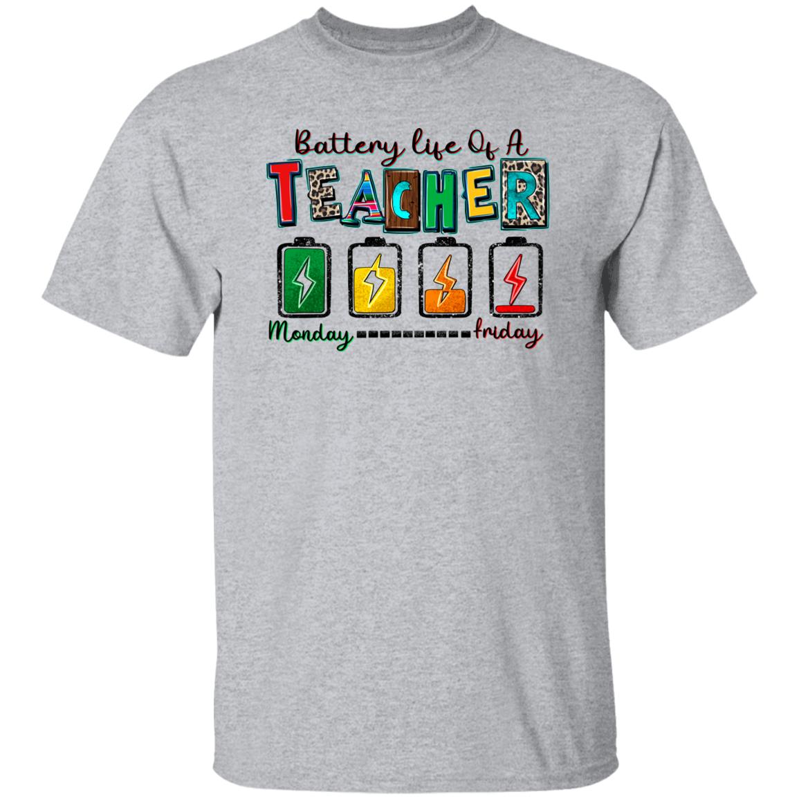 Teacher T-Shirt Battery life of a teacher Unisex tee Sand White Sport Grey-Family-Gift-Planet