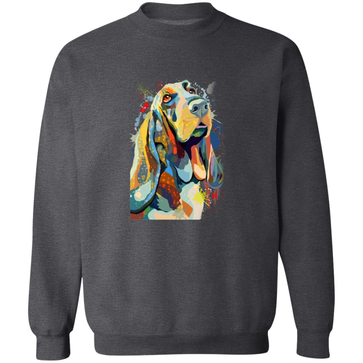 Abstract Basset hound dog Unisex Crewneck Sweatshirt with expressive splashes-Family-Gift-Planet