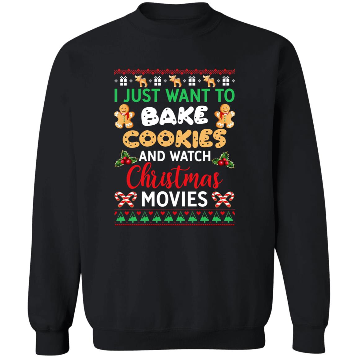 Cookies and movies Christmas Unisex Sweatshirt Ugly sweater Black Dark Heather-Family-Gift-Planet
