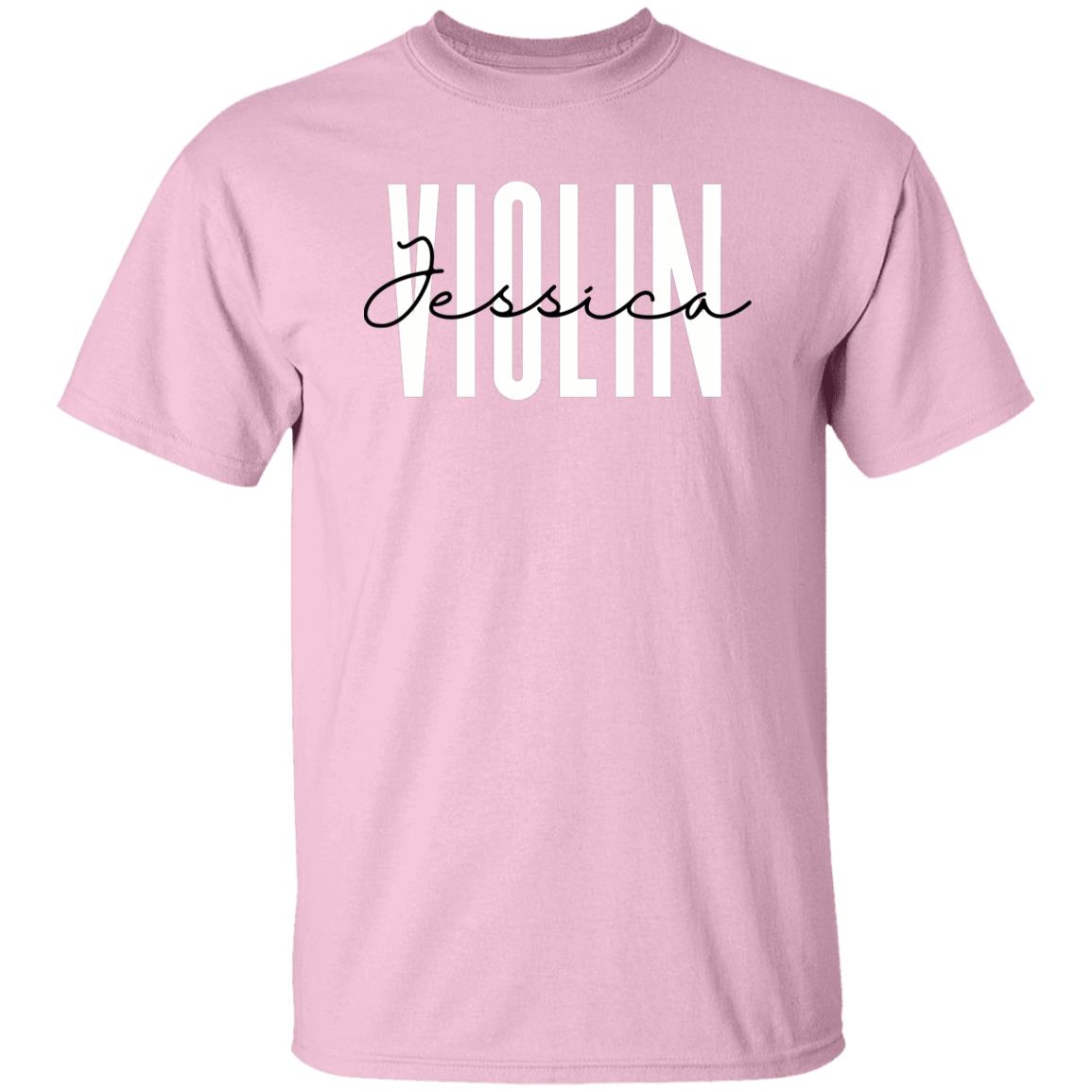 Personalized Violin T-shirt gift Custom name Orchestra Violin player Unisex Tee Sand Pink Light Blue-Family-Gift-Planet