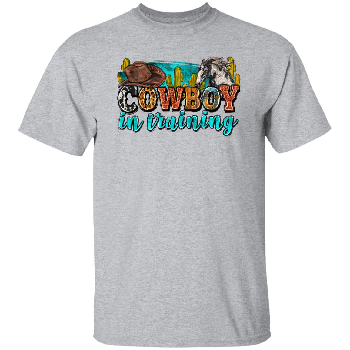Cowboy in training T-Shirt Texas Western young cowboy Unisex tee White Sand Sport Grey-Sport Grey-Family-Gift-Planet