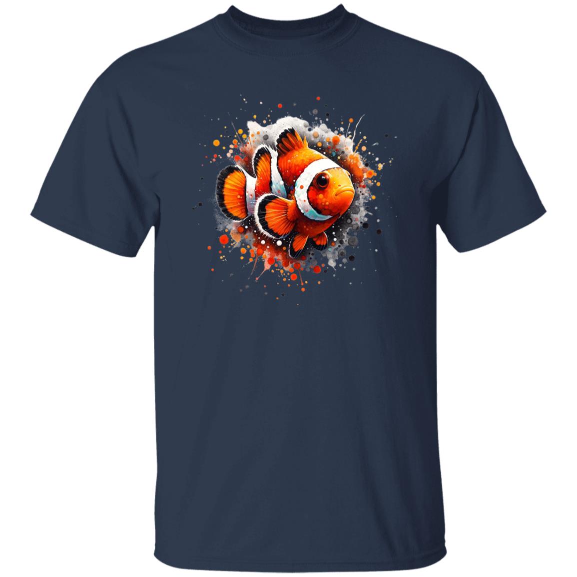 Artistic Clownfish Color Splash Unisex T-shirt Black Navy Dark Heather-Family-Gift-Planet
