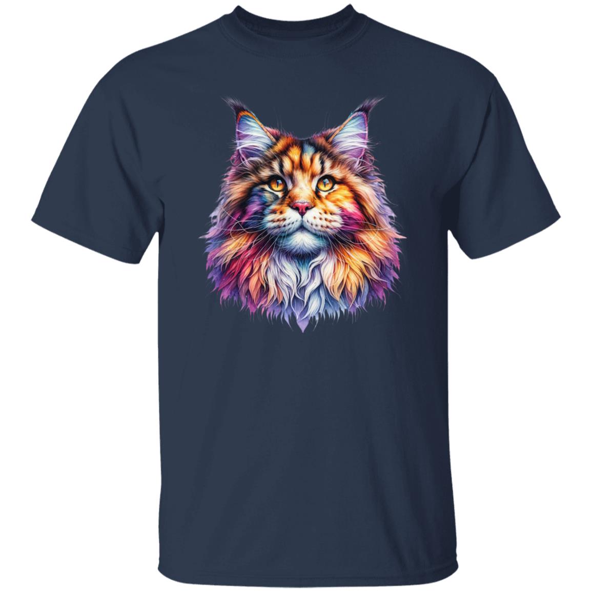 Maine Coon Cat Color Splash Unisex T-Shirt Black Navy Dark Heather-Family-Gift-Planet