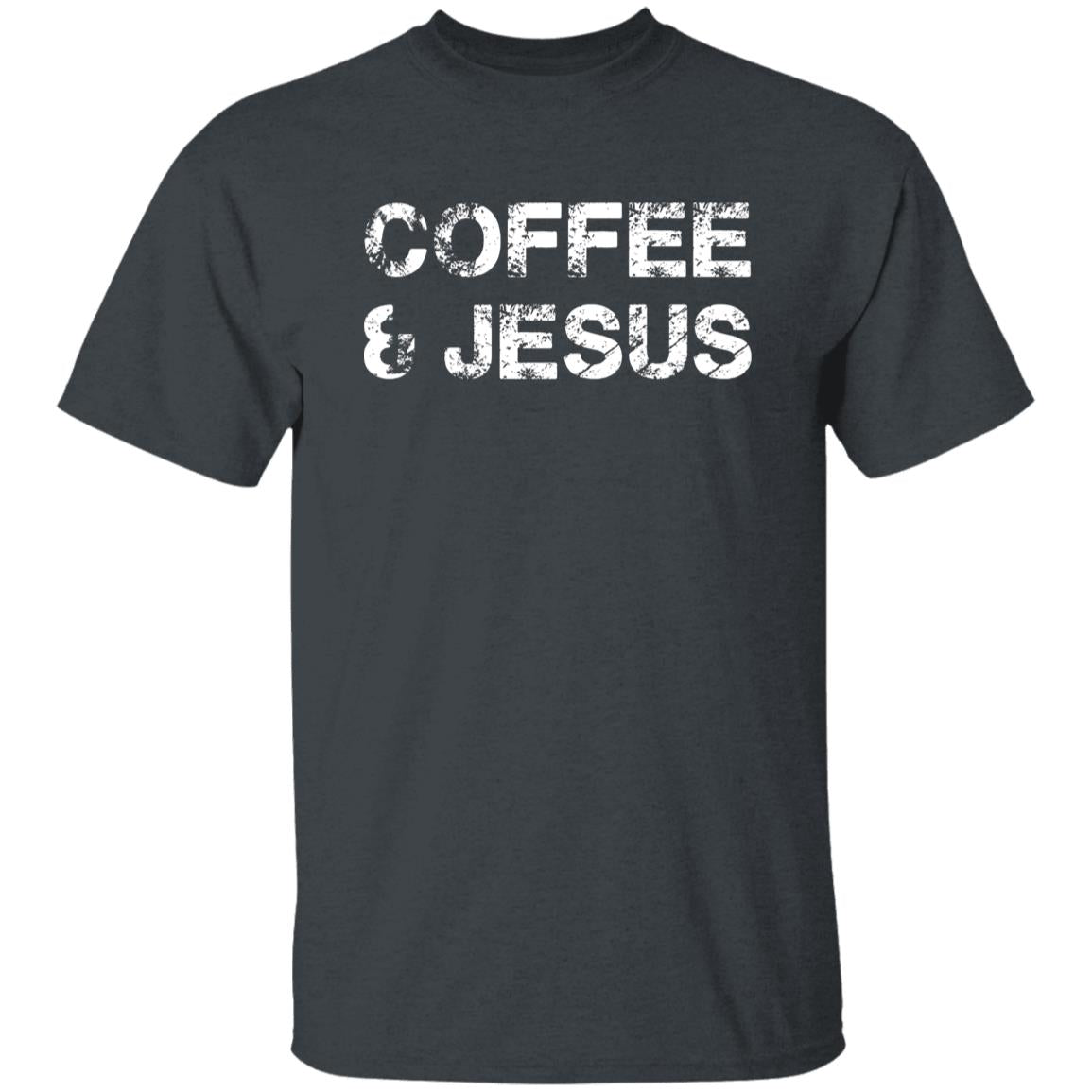 Coffee and Jesus Unisex T-shirt Christion Faith tee black dark heather-Dark Heather-Family-Gift-Planet