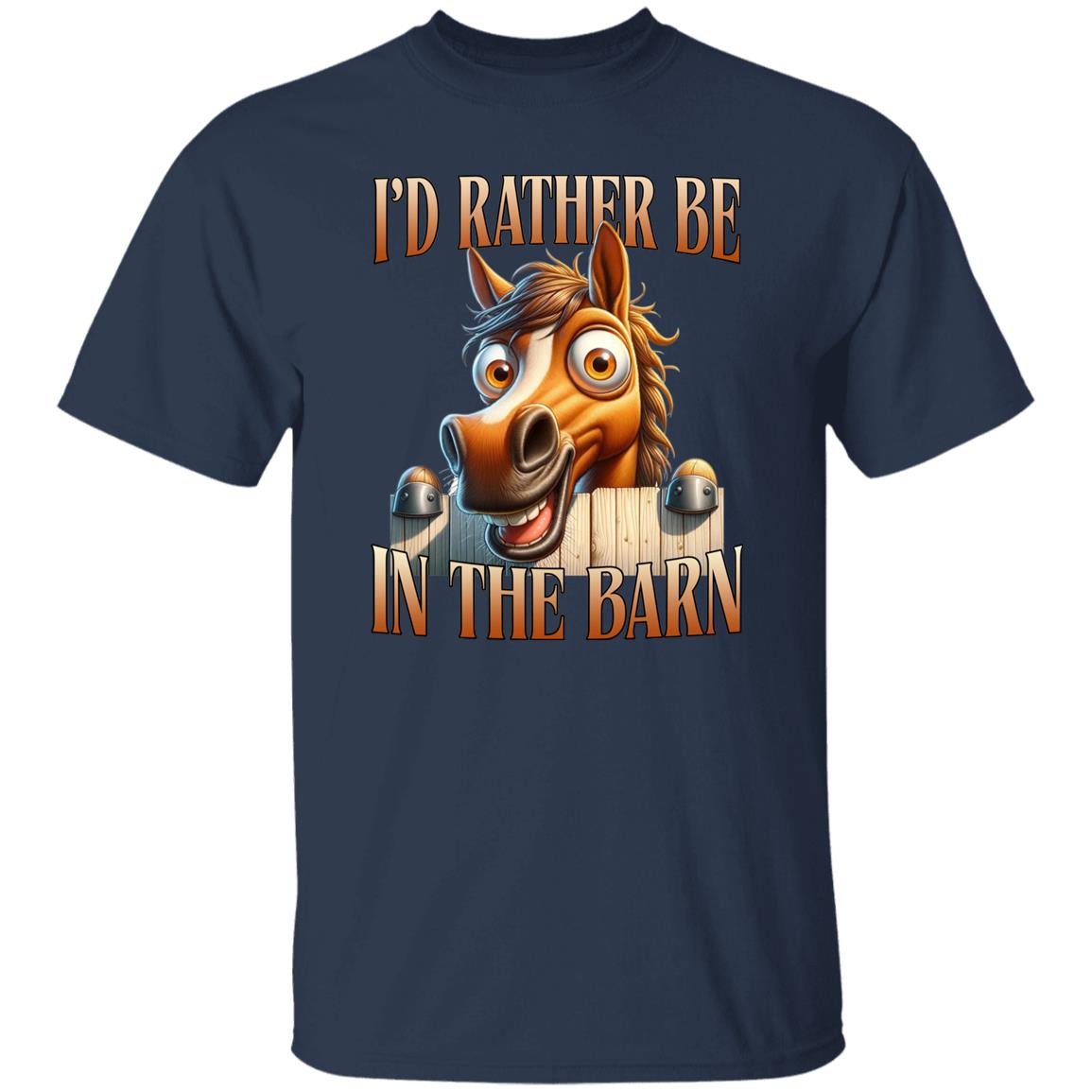 I’d rather be in the barn T-Shirt Horse girl Texas farm Unisex tee Black Navy Dark Heather-Family-Gift-Planet