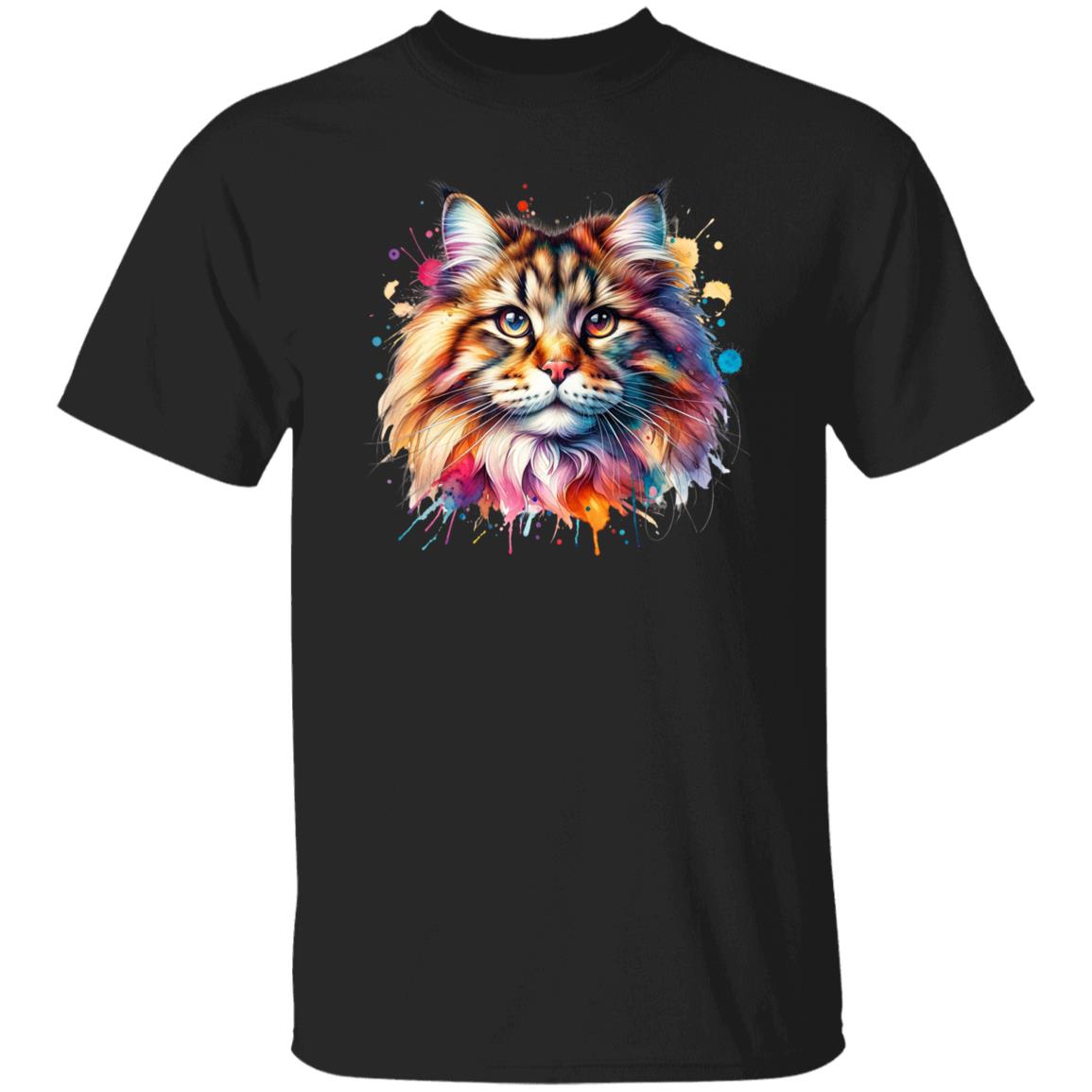 Norvegian Forest Cat Color Splash Unisex T-Shirt Black Navy Dark Heather-Family-Gift-Planet