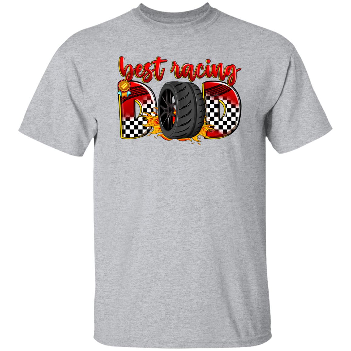 Best racing dad T-Shirt Father of racer Unisex tee Sand White Sport Grey-Sport Grey-Family-Gift-Planet