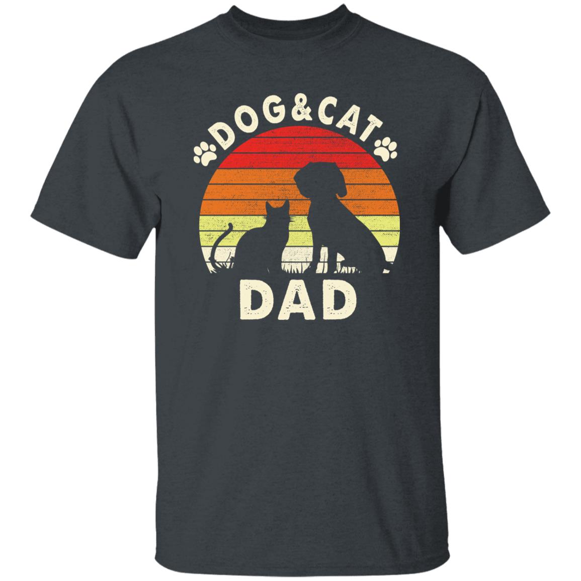 Dog and cat dad Retro Unisex T-shirt gift dog cat owner black dark heather-Dark Heather-Family-Gift-Planet