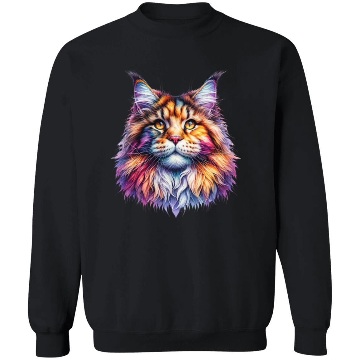 Maine Coon Cat Color Splash Unisex Sweatshirt Black Navy Dark Heather-Family-Gift-Planet