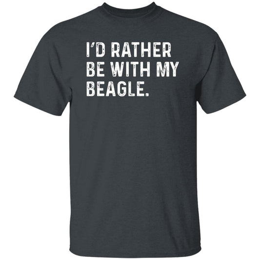 I'd rather be with my Beagle Unisex T-shirt Beagle owner tee Black Navy Dark Heather-Dark Heather-Family-Gift-Planet