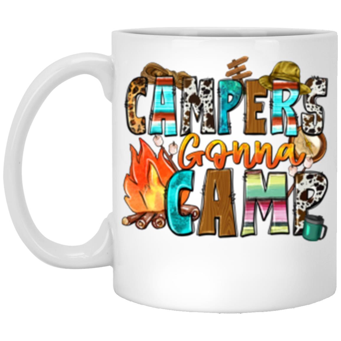 Campers gonna camp 11oz White Mug gift Camping Holidays bonfire coffee cup-White-Family-Gift-Planet