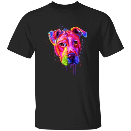 Watercolor pink Pitbull dog Unisex shirt S-2XL black navy dark heather-Black-Family-Gift-Planet