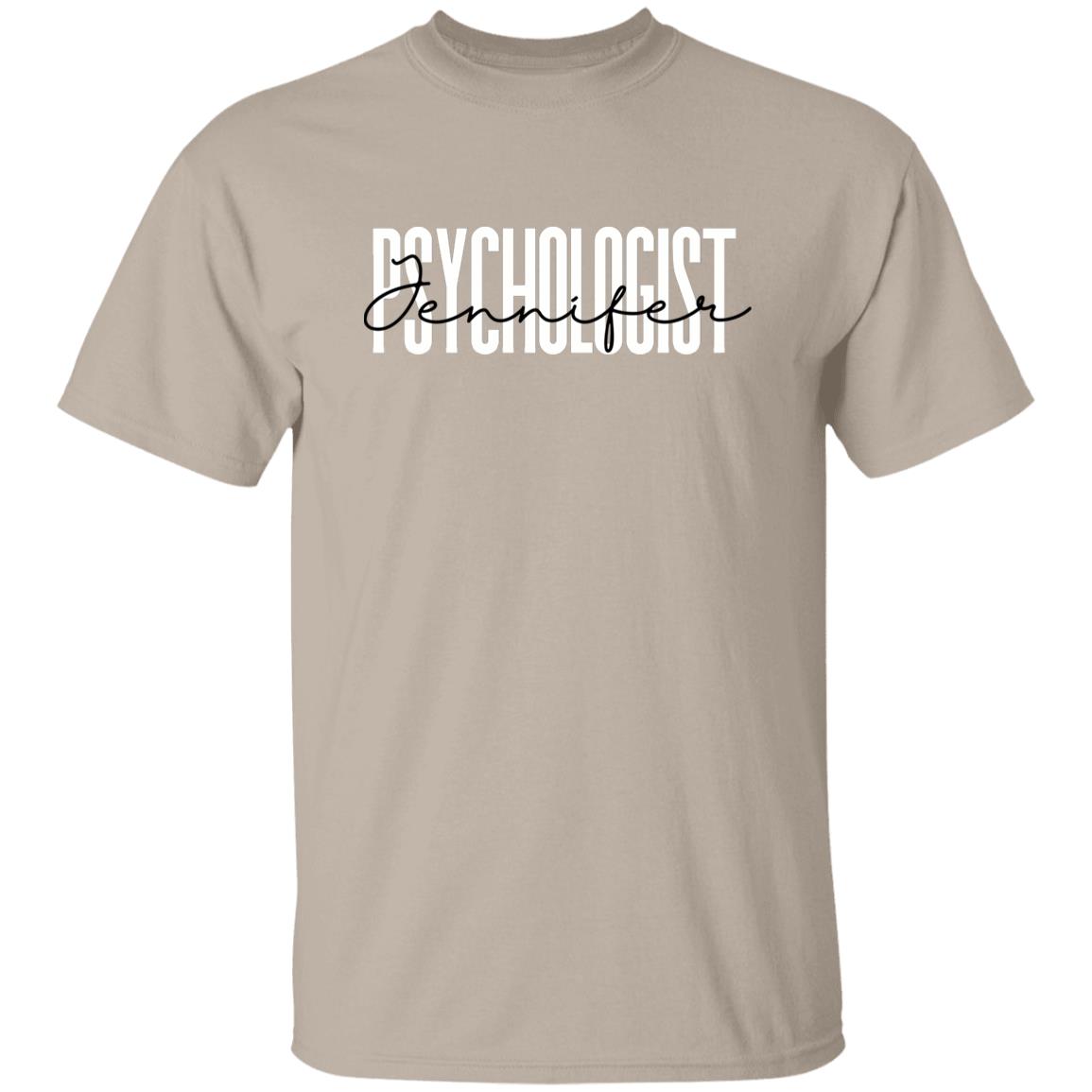 Personalized psychologist T-shirt gift Custom name psychology squad Unisex Tee Sand Pink Light Blue-Family-Gift-Planet