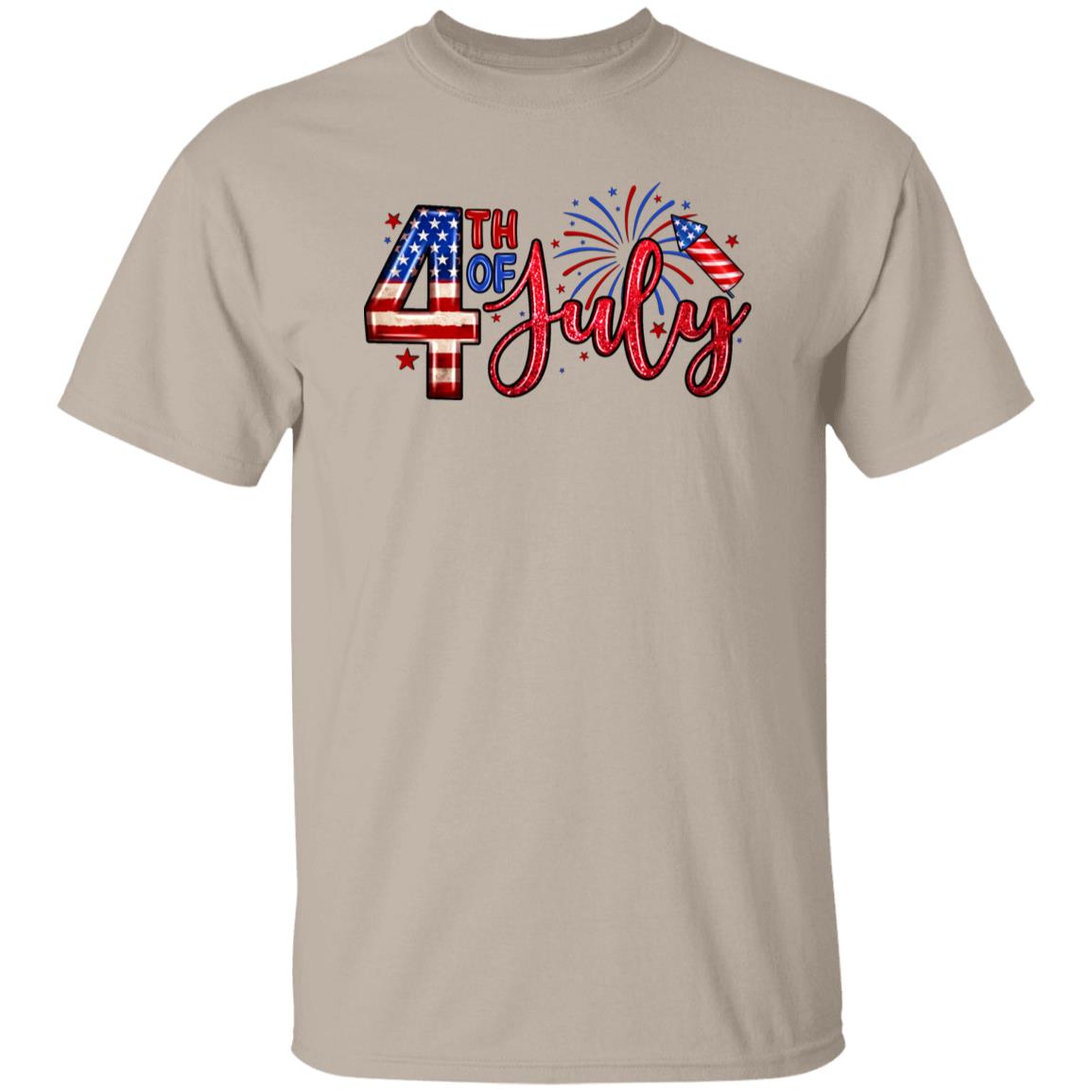 4th of July T-Shirt American flag Fourth of July celebration Unisex tee White Sand Grey-Family-Gift-Planet