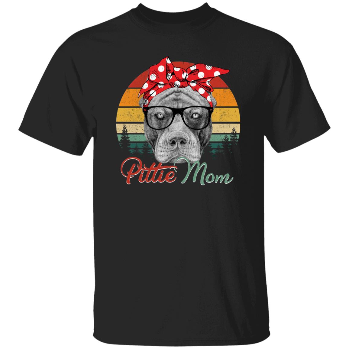 Pittie Mom Retro T-Shirt gift Pitbull Dog mom Unisex tee Black Navy Dark Heather-Family-Gift-Planet