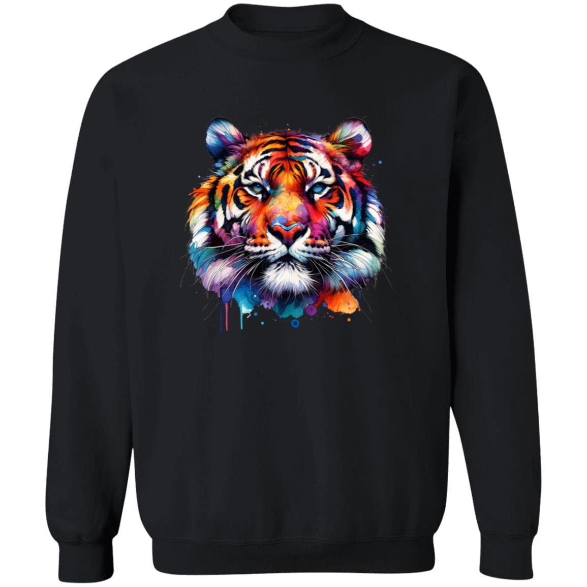 Bright colorful majestic tiger Color Splash Unisex Sweatshirt Black Navy Dark Heather-Family-Gift-Planet