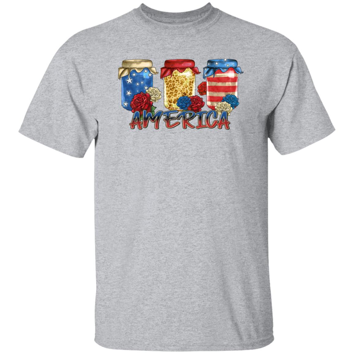 America mason jar T-Shirt Us flag Mason jar Unisex tee White Sand Grey-Family-Gift-Planet