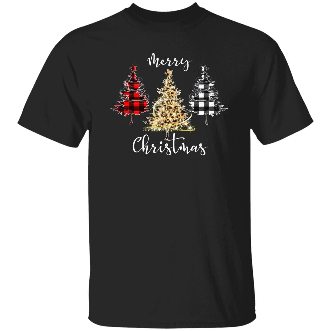 Merry Christmas Unisex shirt cute Holiday trees tee Black Dark Heather-Family-Gift-Planet
