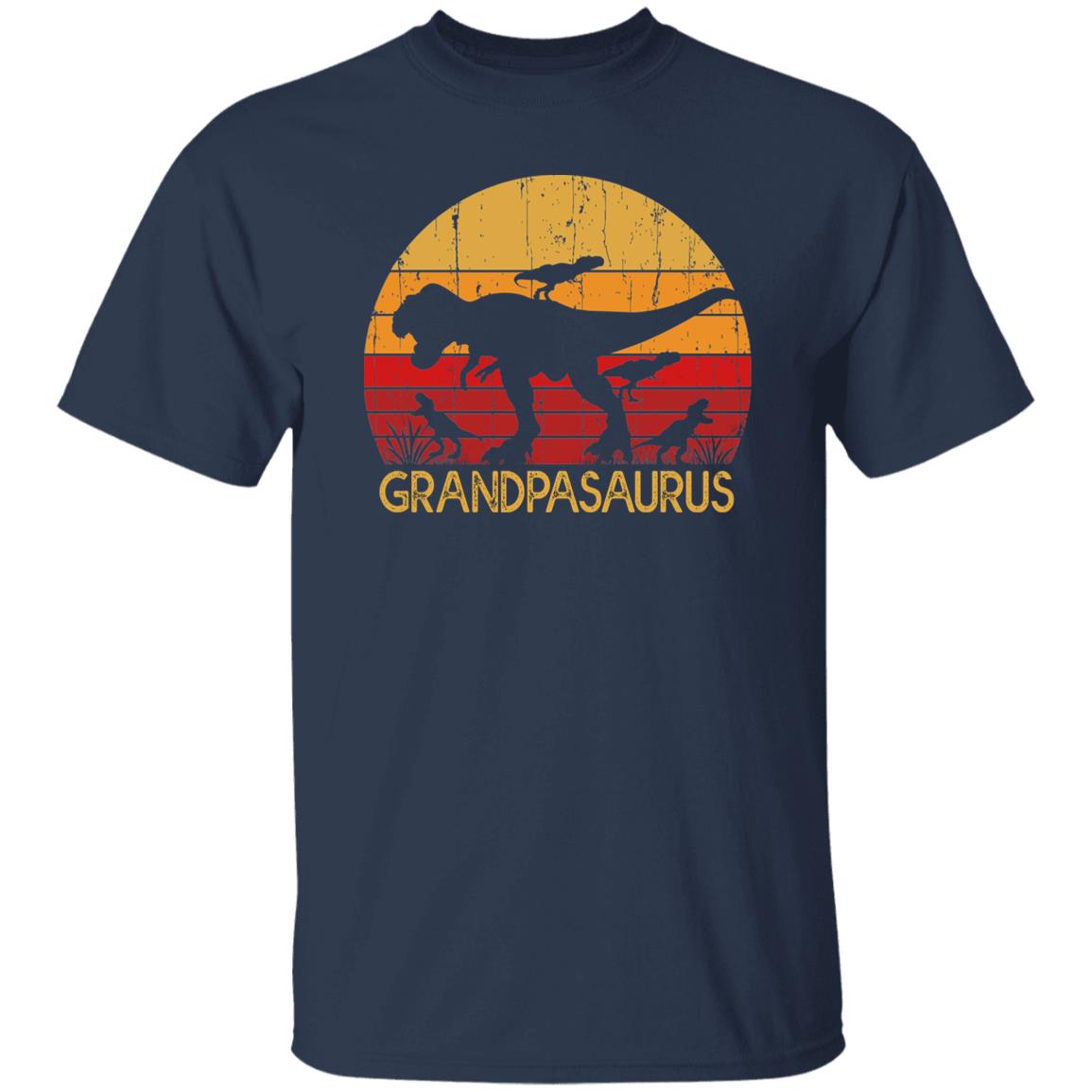 Grandpasaurus Vintage shirt gift for Grandfather Black Navy Dark Heather-Navy-Family-Gift-Planet