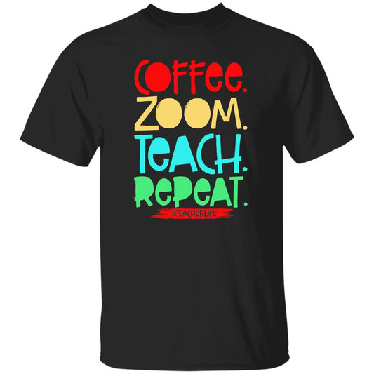 Coffee zoom teach repeat teacher life Unisex shirt gift black dark heather-Black-Family-Gift-Planet
