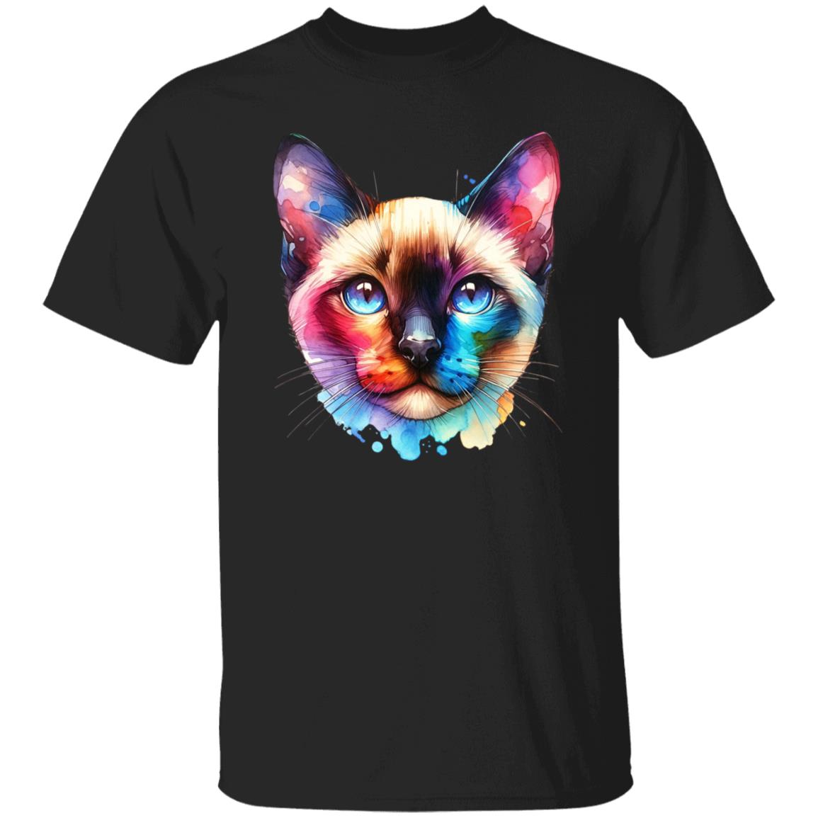 Siamese Cat Color Splash Unisex T-Shirt Black Navy Dark Heather-Family-Gift-Planet