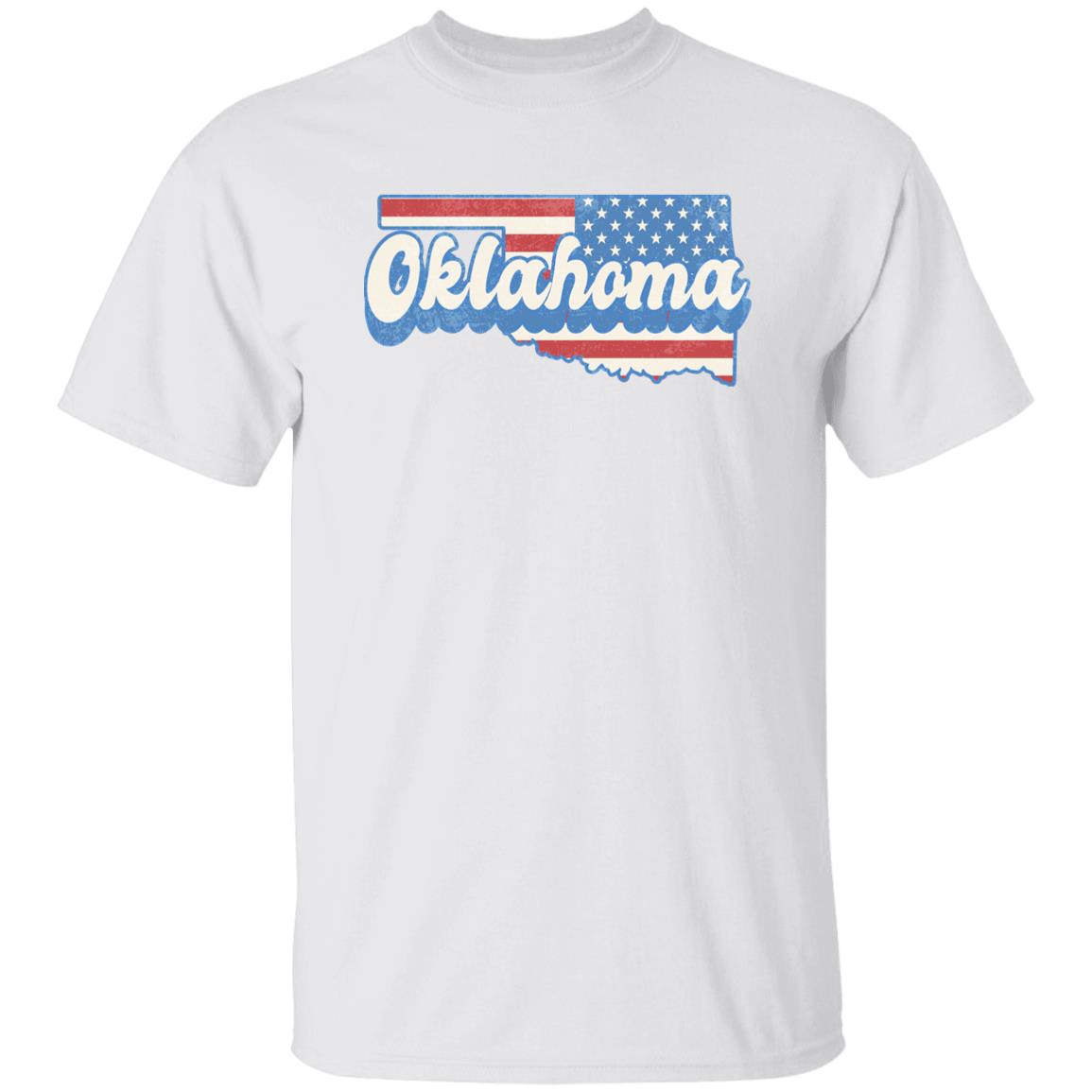 Oklahoma US flag Unisex T-Shirt American patriotic OK state tee White Ash Blue-White-Family-Gift-Planet