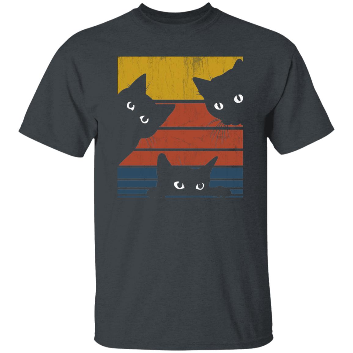 Three cats retro Unisex shirt cat owner tee Black Dark Heather-Family-Gift-Planet