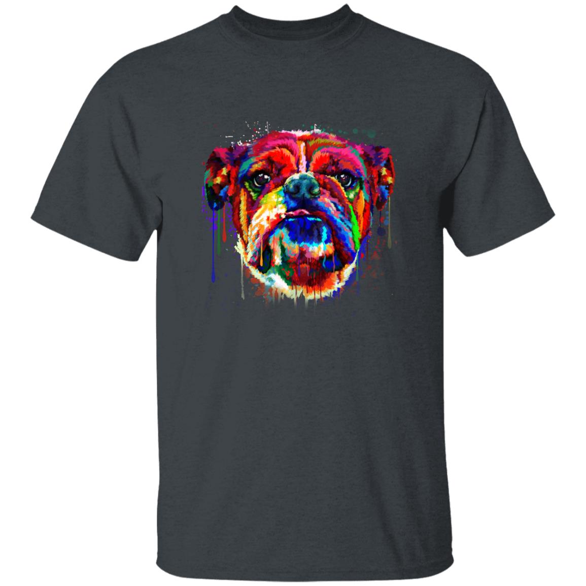 Watercolor digital art Bulldog Unisex shirt S-2XL black navy dark heather-Dark Heather-Family-Gift-Planet
