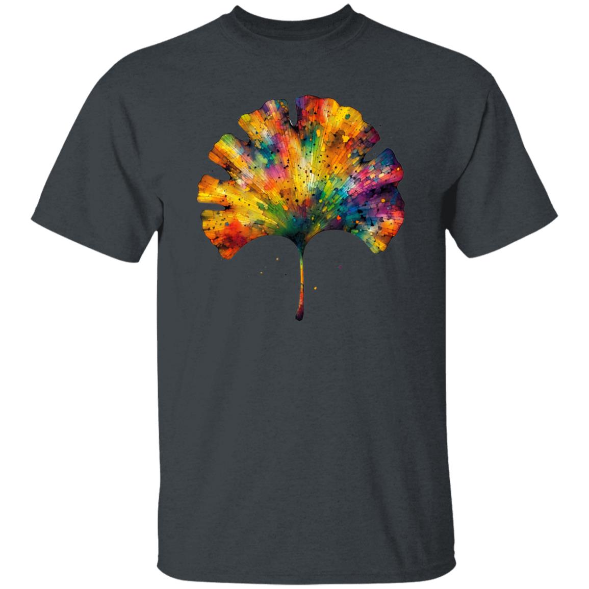 Cool Ginkgo Leaf Color Splash Unisex T-shirt Black Navy Dark Heather-Family-Gift-Planet
