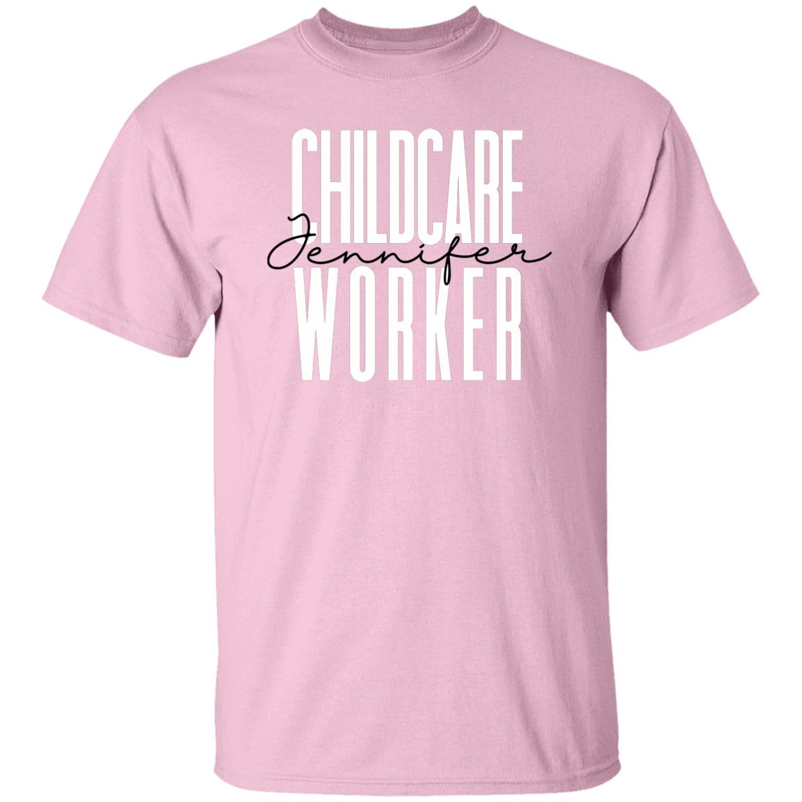 Personalized Childcare Worker Unisex T-shirt Custom name daycare worker Sand Blue Pink-Family-Gift-Planet