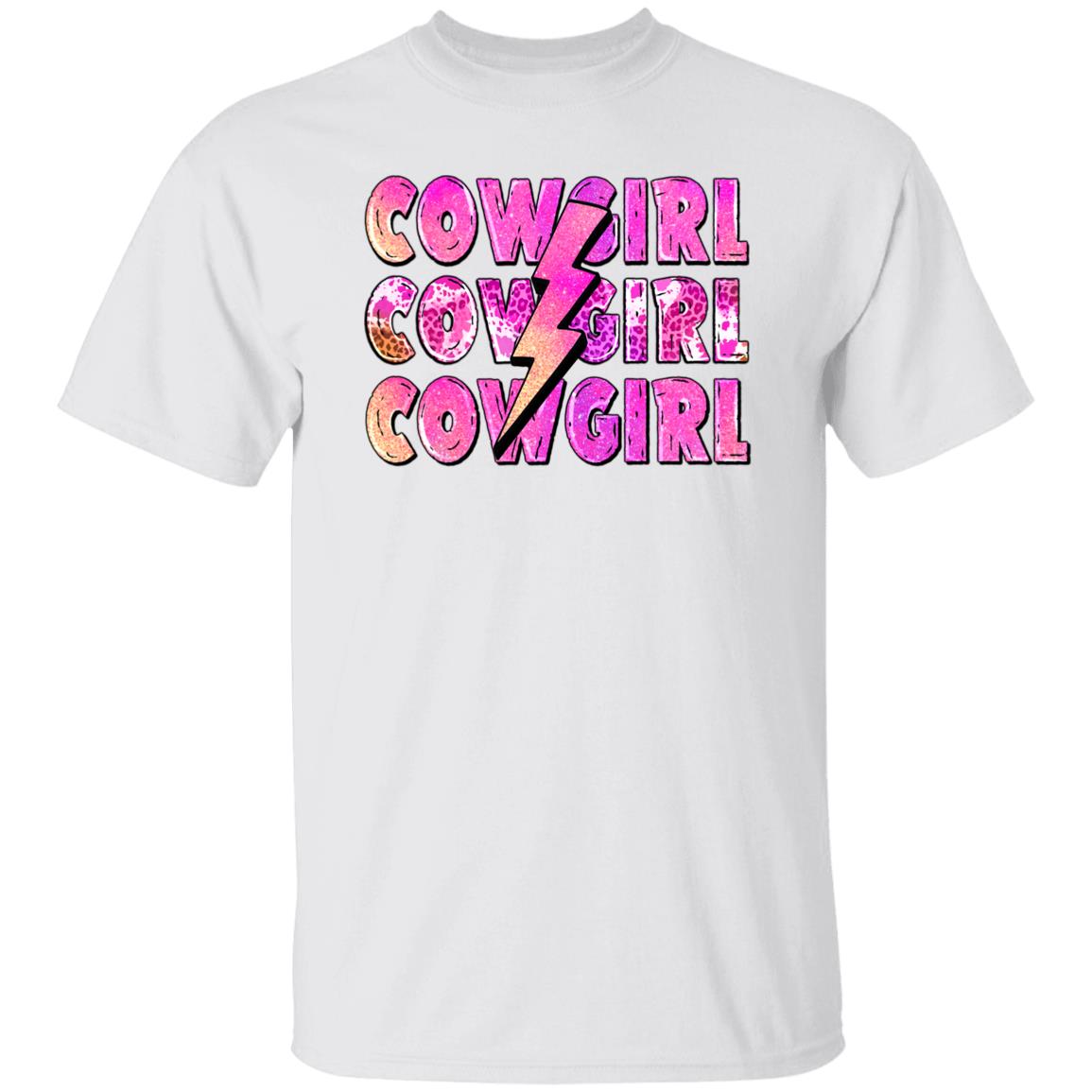 Cowgirl lightning bolt T-Shirt Pink Texas Cowgirl Unisex tee White Sand Sport Grey-Family-Gift-Planet