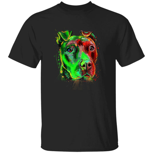 Watercolor neon Pitbull dog Unisex shirt S-2XL black navy dark heather-Black-Family-Gift-Planet