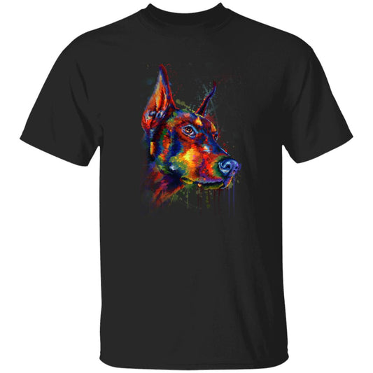 Watercolor painting Dobermand dog Unisex shirt S-2XL black navy dark heather-Black-Family-Gift-Planet