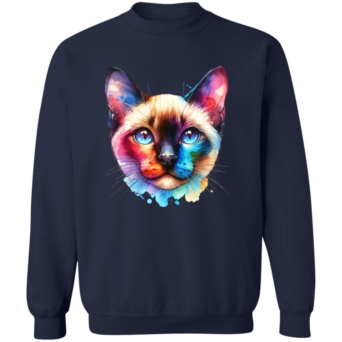 Siamese Cat Color Splash Unisex Sweatshirt Black Navy Dark Heather-Family-Gift-Planet