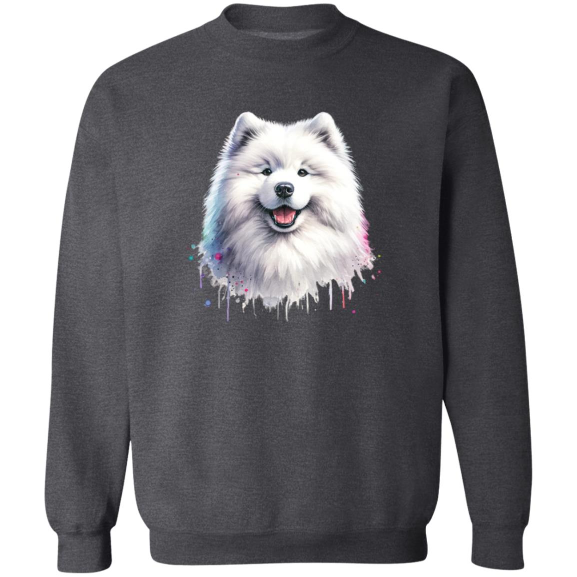 Samoyed dog mom Color Splash Unisex Sweatshirt Black Navy Dark Heather-Family-Gift-Planet