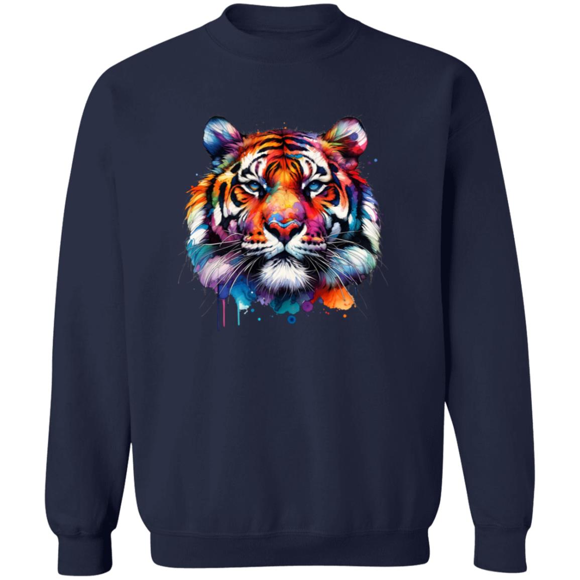 Bright colorful majestic tiger Color Splash Unisex Sweatshirt Black Navy Dark Heather-Family-Gift-Planet