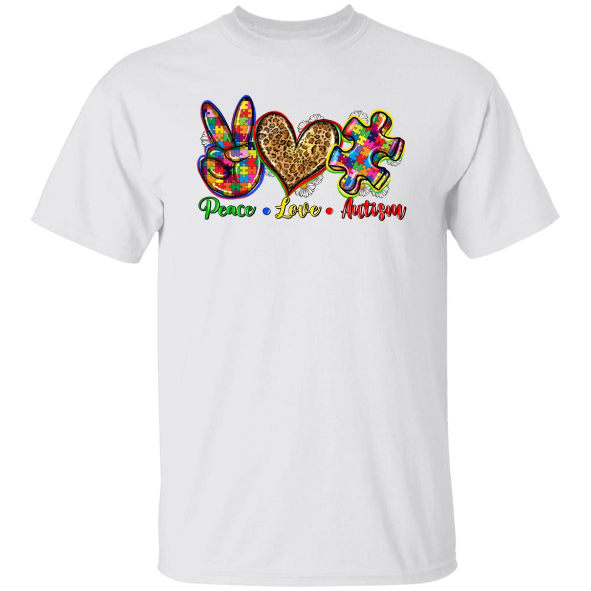 Peace Love Autism T-shirt gift Autist mom autism awareness tee-Family-Gift-Planet