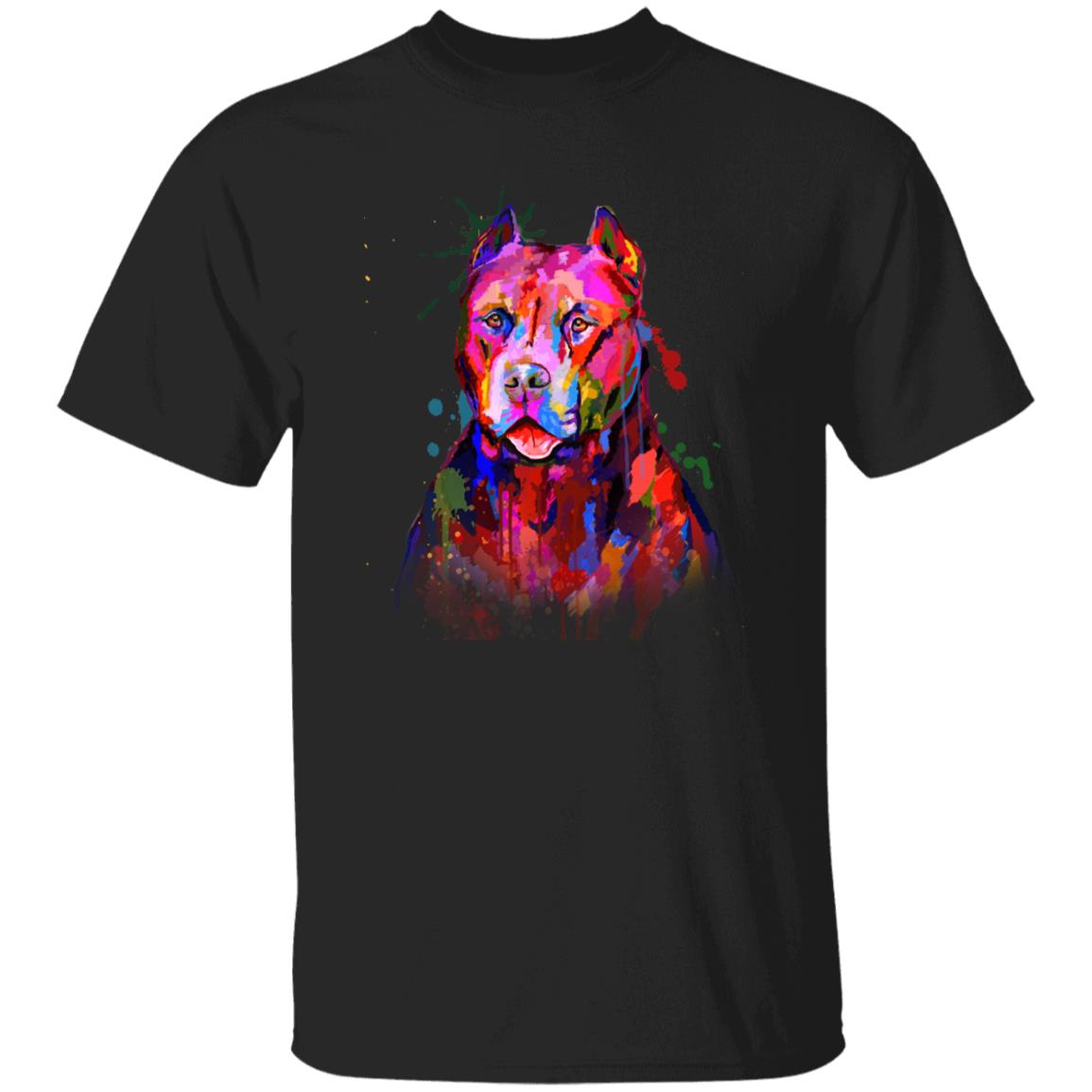 Watercolor abstract Pitbull dog Unisex shirt S-2XL black navy dark heather-Black-Family-Gift-Planet